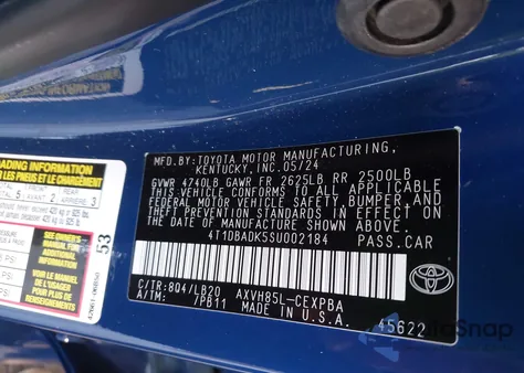 2025 Toyota Camry Xse from USA, damaged, VIN 4T1DBADK5SU002184